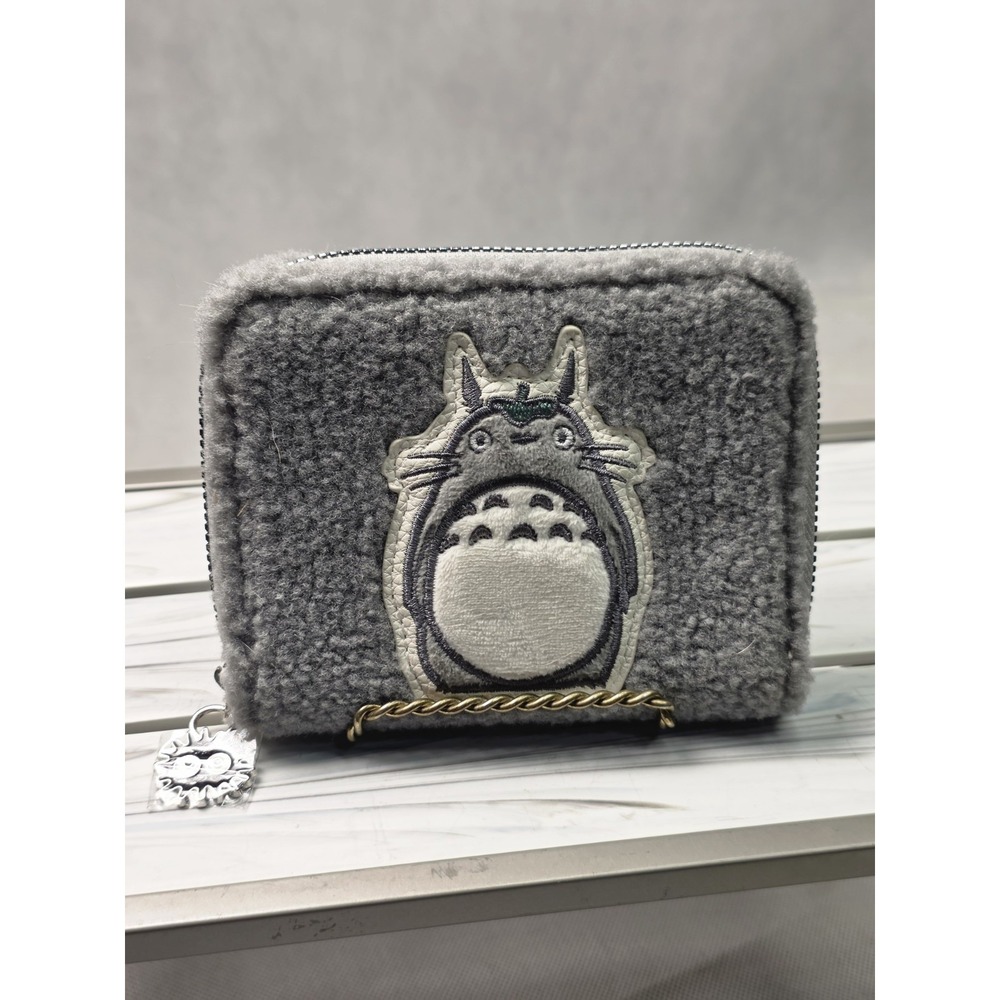 My Neighbor Totoro Sherpa Mini Zipper Wallet Studio Ghibli Grey ID Card Holder